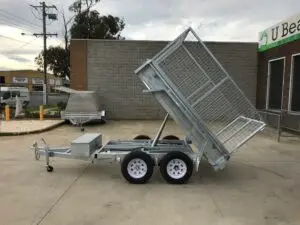 8x5 Hydraulic Tandem Tipper with  Cage Galvanised 2000kg ATM
