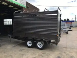12x8 Flat Top Tandem trailer with Cattle Crate Stock, 3500kg ATM 3.5 Ton