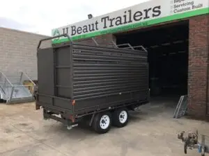 12x8 Flat Top Tandem trailer with Cattle Crate Stock, 3500kg ATM 3.5 Ton