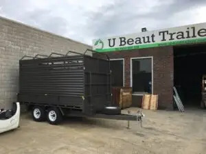 12x8 Flat Top Tandem trailer with Cattle Crate Stock, 3500kg ATM 3.5 Ton