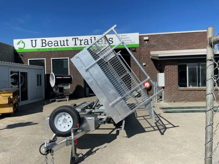 12x7 3 Way Flat top Tandem Hydraulic Tipper Trailer 3500kg ATM 3.5 Ton , Ramps, 600mm cage